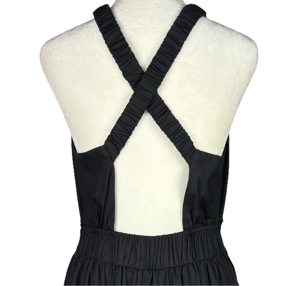 Abercrombie & Fitch Black Crochet Trim Maxi/ Midi Dress Relaxed Fit Cottagecore